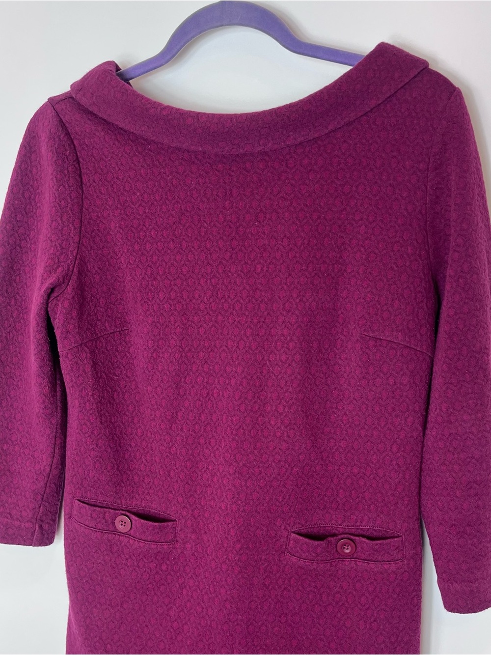 Boden Pocket Sheath Dress Collared Midi Maroon Purple Wine 12 Zip - Picture 3 of 6